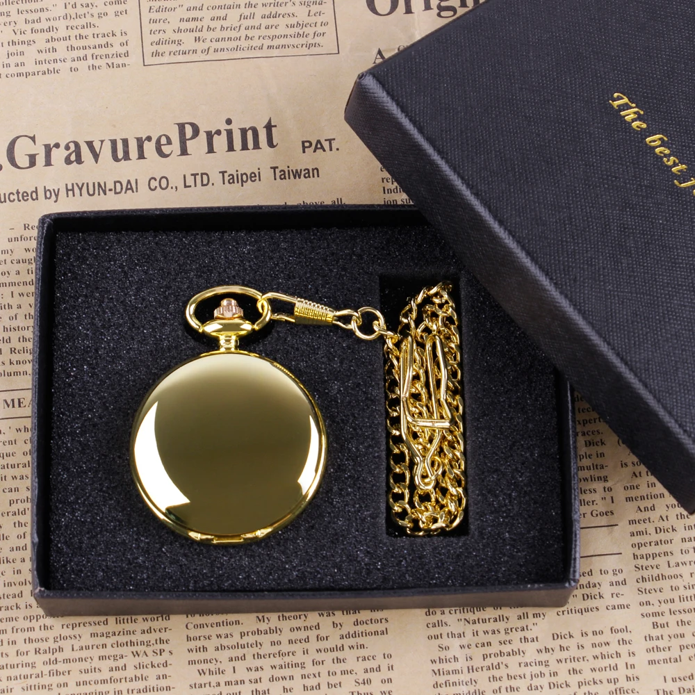 Luxury Gold Quartz Pocket Watch Gift Box Set For Family Fashion Casual
