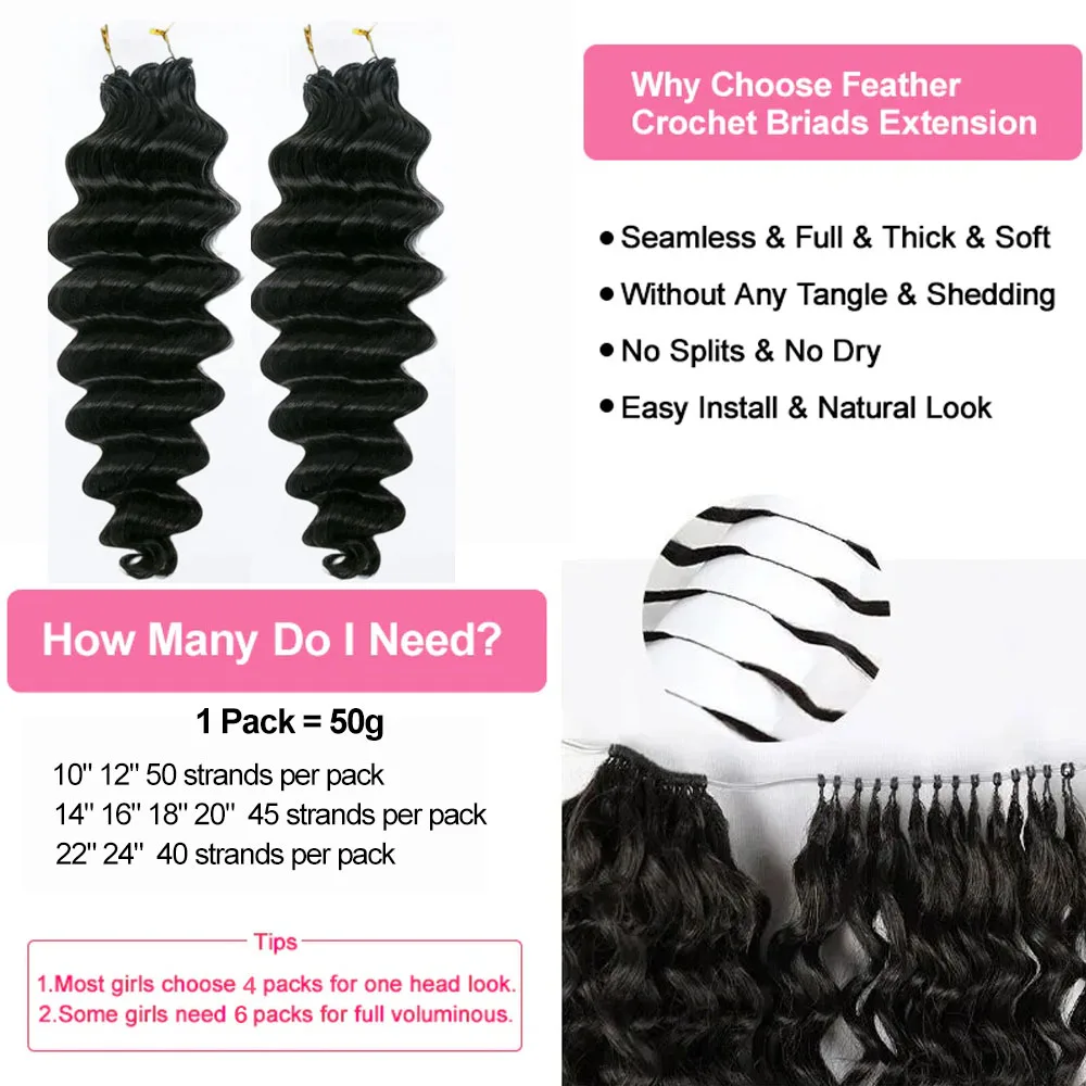 Loose Deep Wave Boho Braids 100% Human Hair Extension Miracle Knots Crochet Human Hair Feathered Human Crochet Hair For Braiding 5