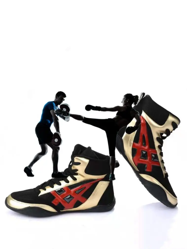 Description Picture 2 of itemProfessional Wrestling Sneakers Men Women Breathable Boxing Sport Shoes Size 36-45 Gold Weight Boxing Fighting Boots