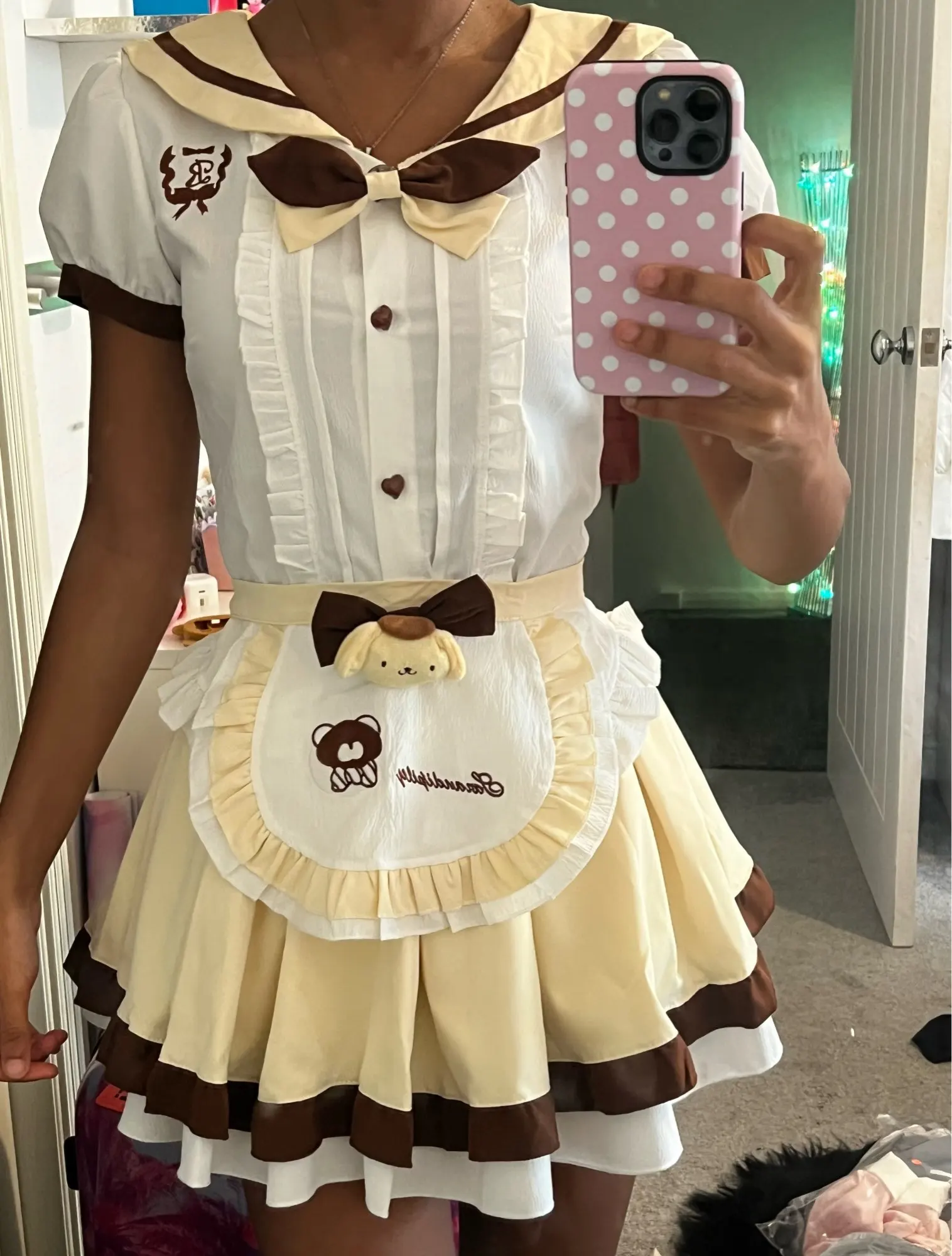 Spring Y2K Princess Outfits Women 2 Piece Sets Sweet Kawaii Bow Tops + Lace Pleated Skirt Female Retro Chic Preppy Style Clothes photo review