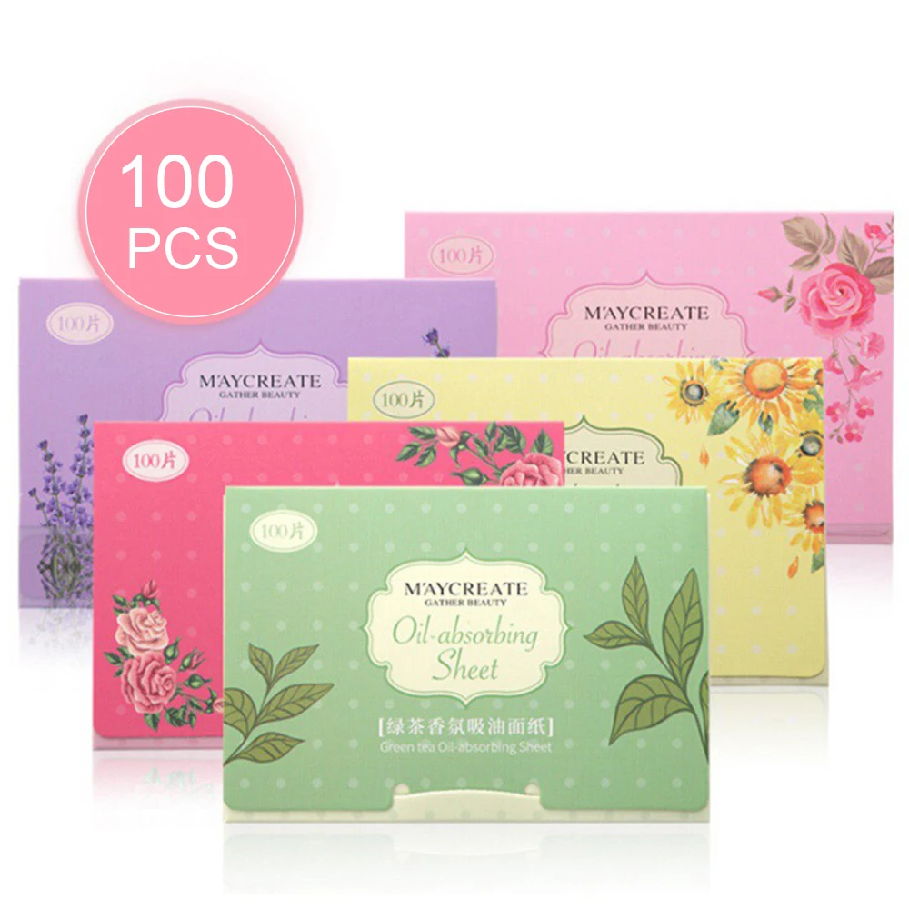 Face oil absorbing paper 100 Pcs Portable Oil Blotting Sheets 4 Colors Facial Oil-Absorbing Paper Oil Control Face Skin Care Products For Men And Women