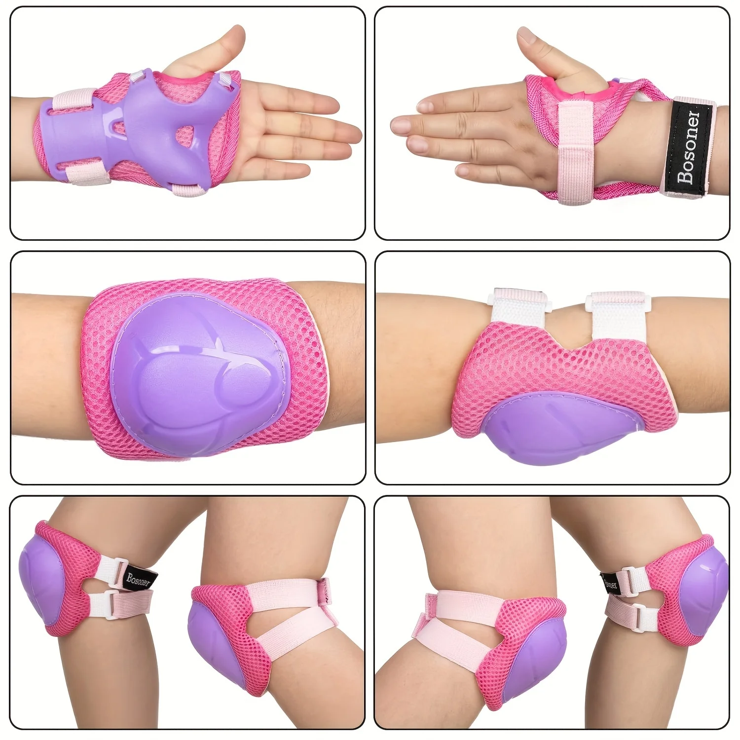 Skateboard Protective Gear 6-in-1 Set Knee Elbow Wrist Guards Skateboard Roller Skating Bicycles Inline Skating Scooter