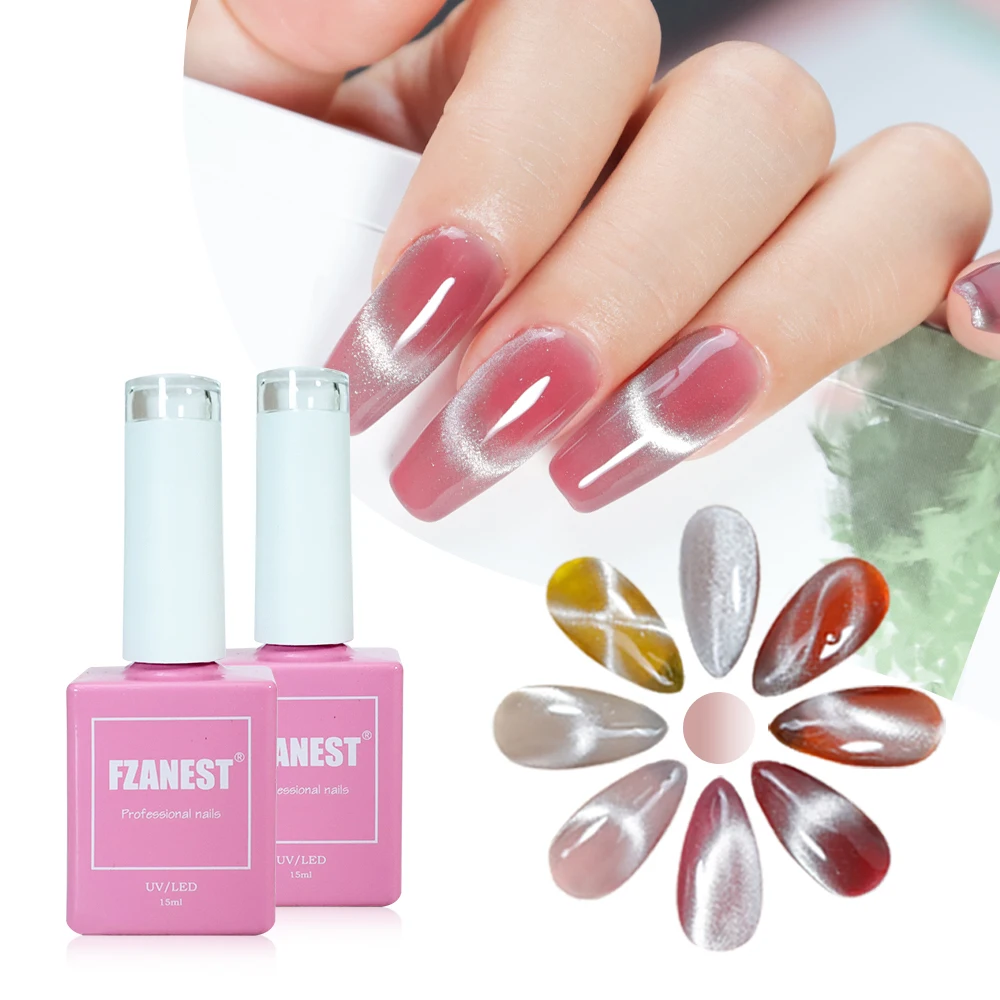Fzanest Silver Cat Eye Gel Polish 15Ml Gel Magnetico Smalto Per Unghie Argento Hybrid Healthy Gel Gold Cat Eye Gel Uv Set Di Smalti Per Unghie