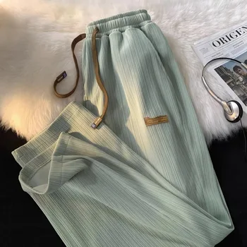 2026 Unisex Corduroy Casual Pants Fashion Loose Fit Baggy Pants Straight Sweatpants Elastic Waist Drawstring Outdoor Streetwear
