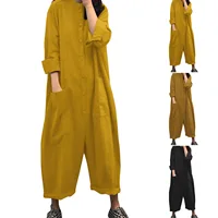 Ladies Onesie Bodysuits Trouser Pant Loose Causal Female Women Solid One-Piece Romper Overalls Jumpsuit Streetwear Plus Size 1
