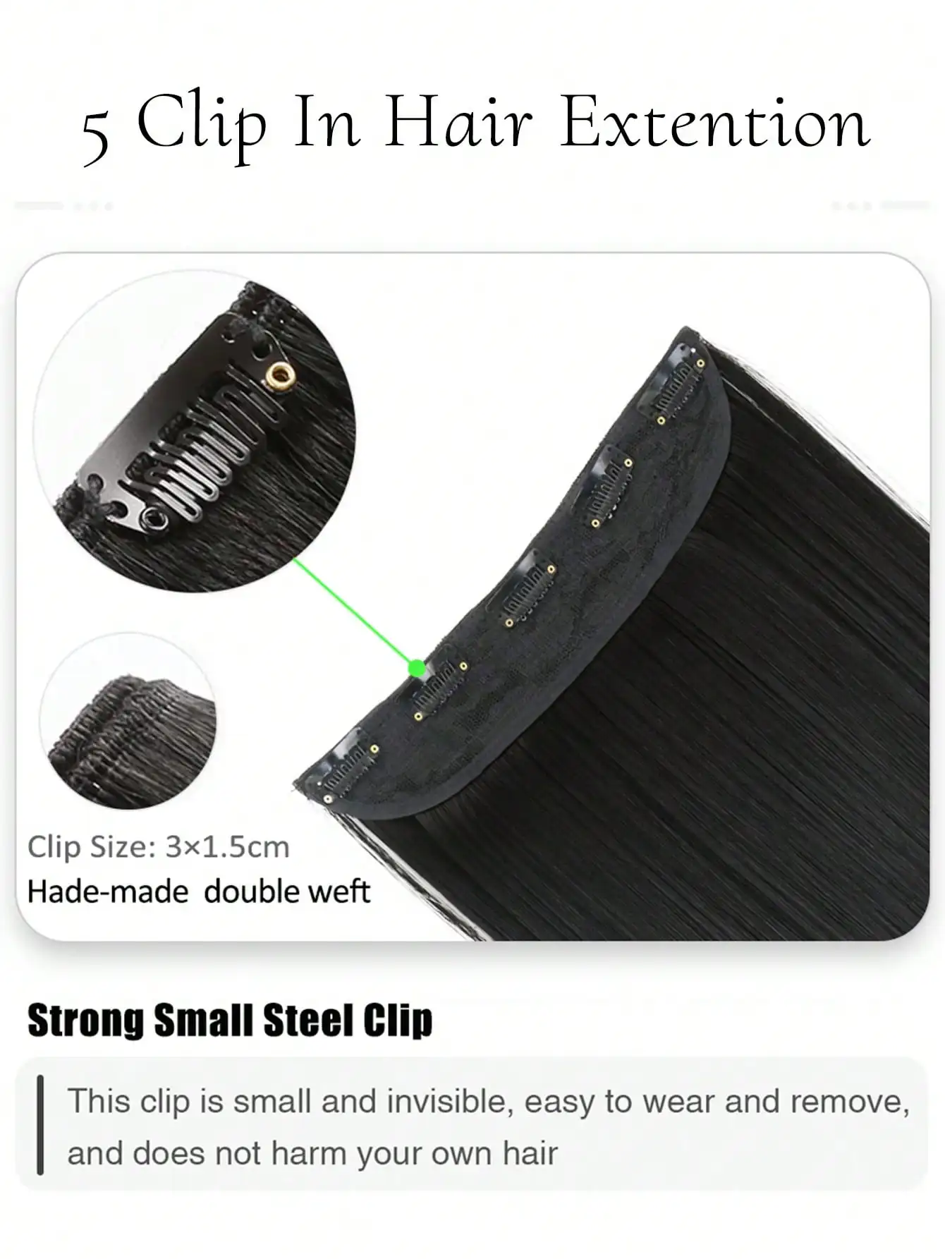 Synthetic Straight Clip In Hair Extension Blonde Black Brown