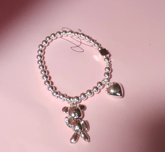 Silver Beaded Bracelet | Sterling Silver Bear Design photo review