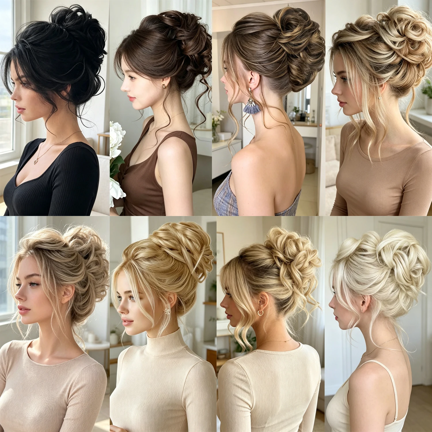 합성 8인치 클로 클립형 메시 헤어 번 웨이브 헤어 번 도넛 업두드 스타일 시뇽 헤어피스 여성용 헤어 익스텐션