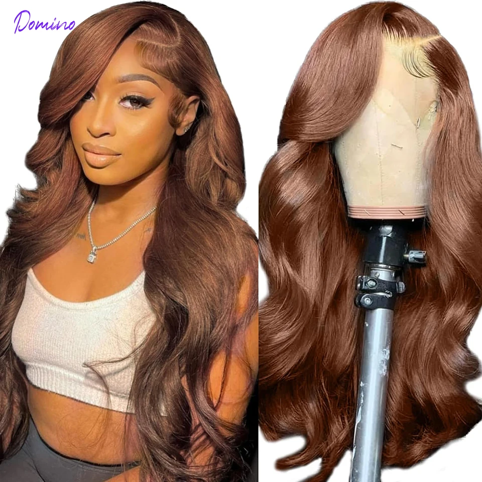 

Chocolate Brown Body Wave Lace Front Wig Human Hair 13x4 Transparent Lace Frontal Wig For Women Colored Human Hair Wig Baby Hair