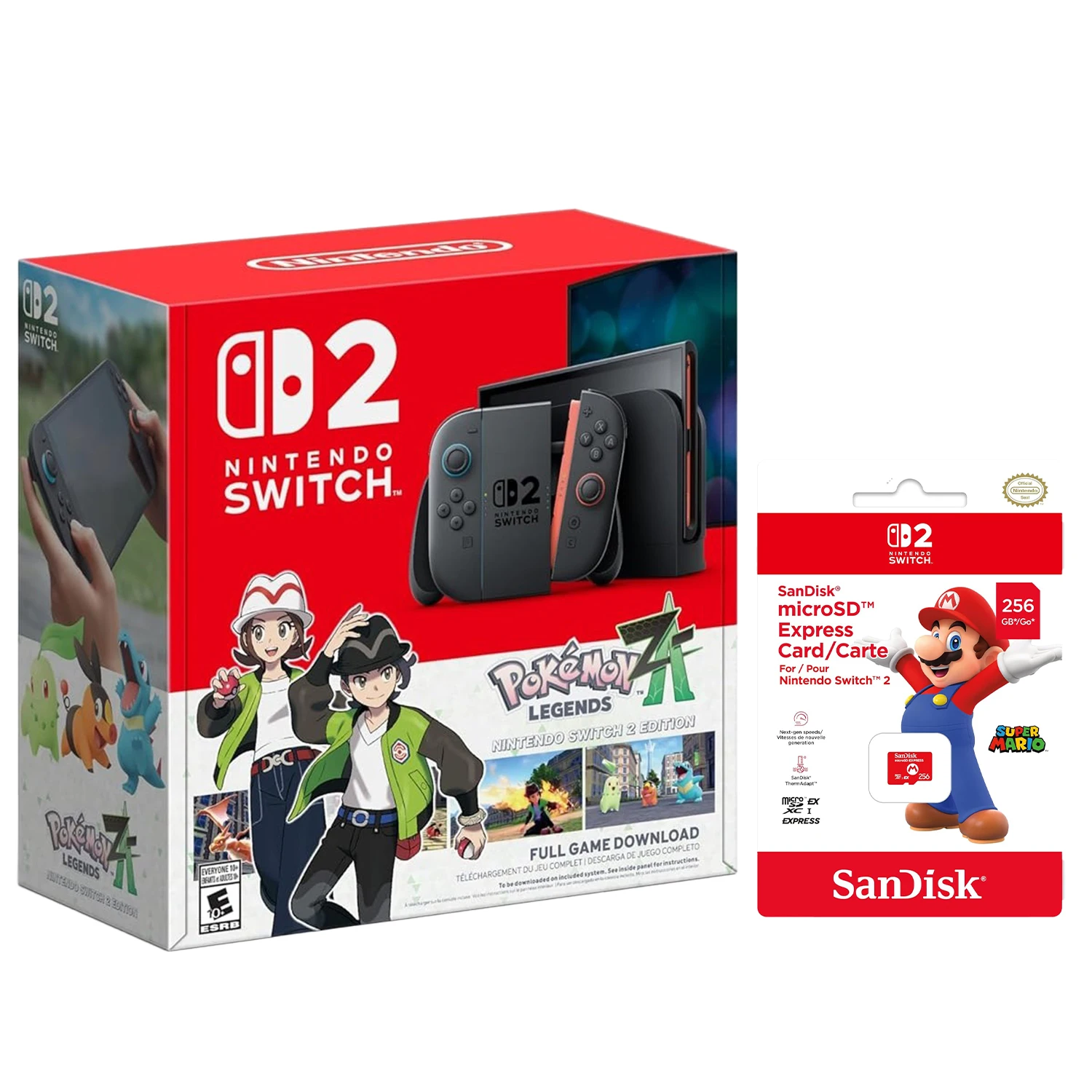 Nintendo Switch 2 Console Bundle with Pokémon Legends: Z-A – HK Version (HK Charger + US Plug Adapter) with Micro SD Card