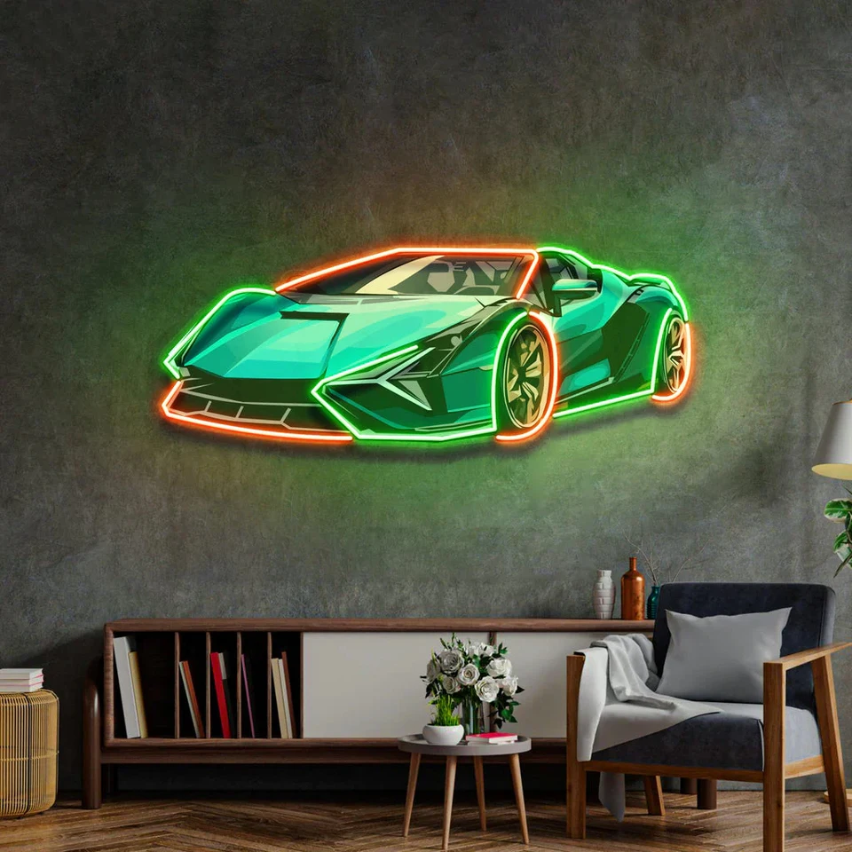 Racing Car Neon Sign UV Print Hypercar Neon Game Room/Jongenskamer Decor  Super Racing Car Bar Club Wall Decor Cadeau voor hem - AliExpress, image size:960x960
