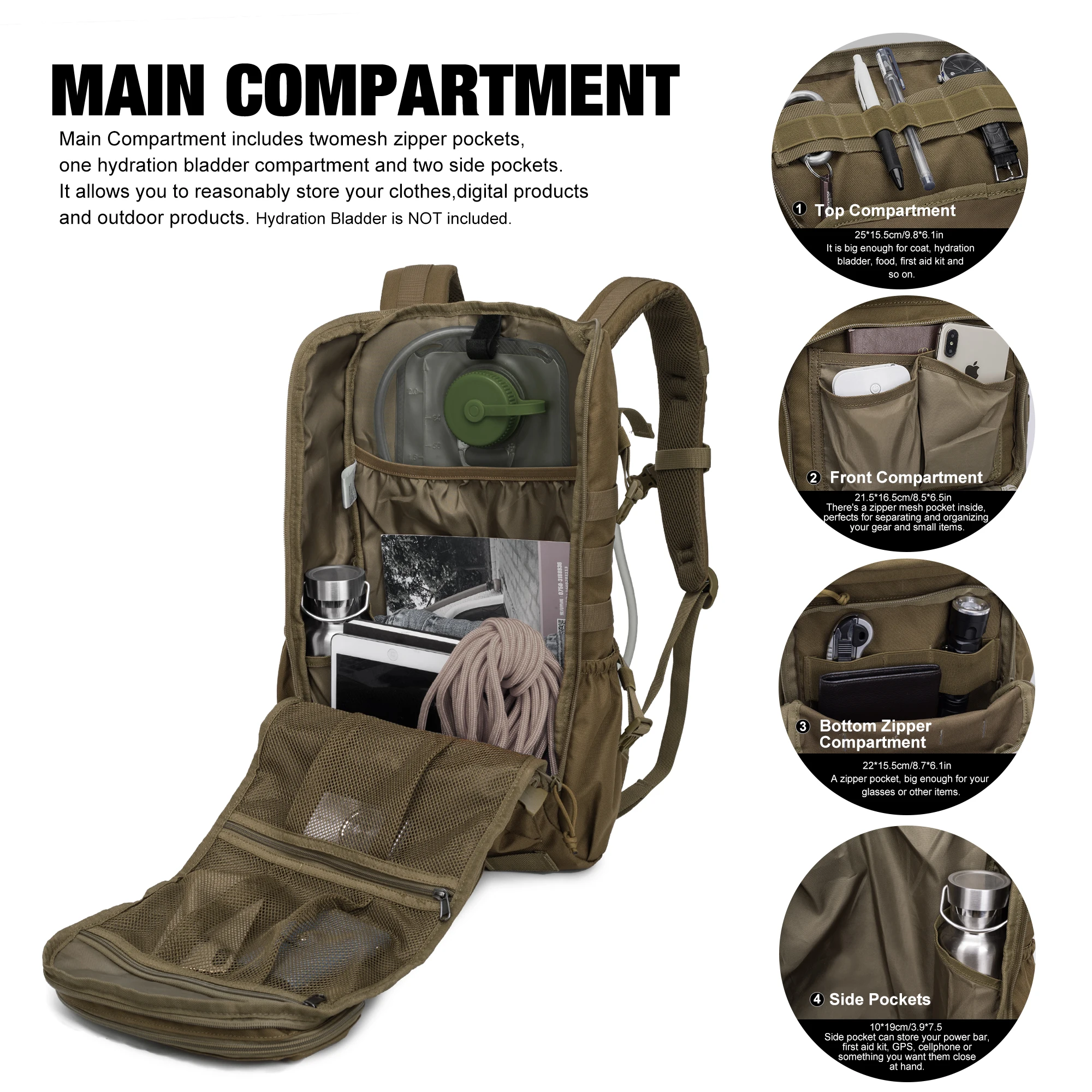 MARDINGTOP Men's backpacks Travel Backpack 25L 600D Polyester Hiking Backpack Outdoor Trekking Backpacks for Sports