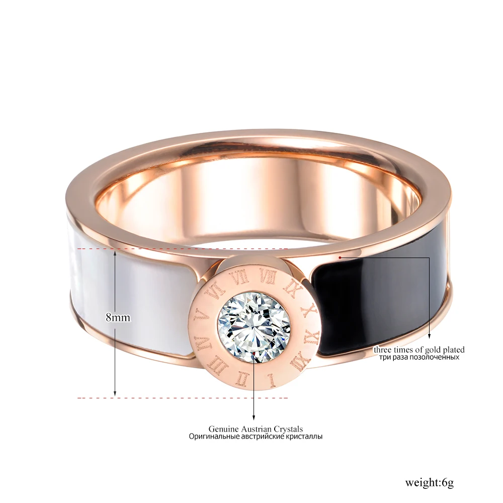 Lokaer Classic Stainless Steel Fine Brand Jewelry Acrylic & Shell Roman Alphabet Rings Bridal Wedding Engagement Ring R17033 stainless steel ring finger ring wedding rings wedding ring