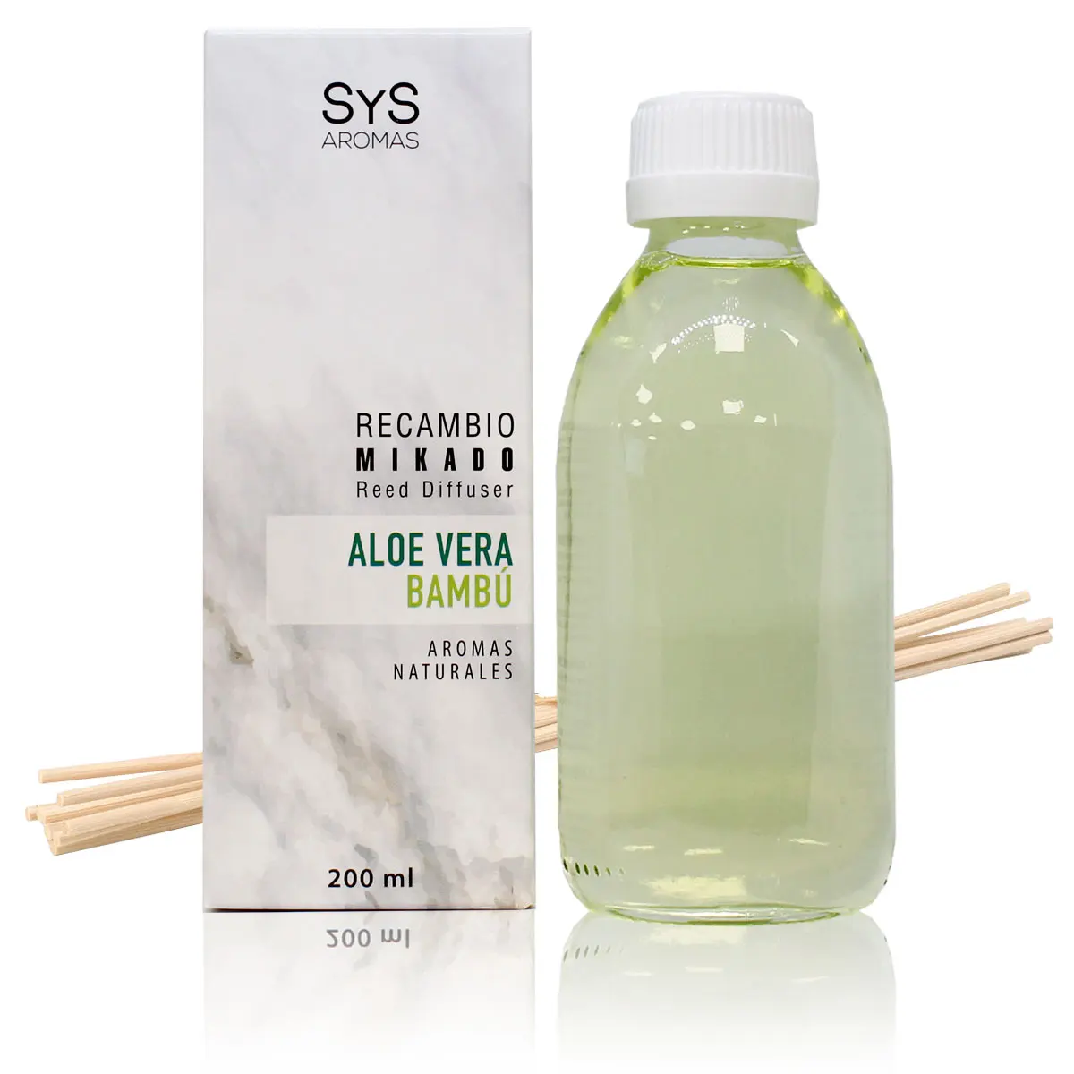 Lab Sys Refill Deodorante Per Ambienti Mikado Rebar Aroma Aloe Vera-Bambu 200Ml Compreso Aste Home Fragrance Aromatics Diffusore Aroma Diffusore Giard