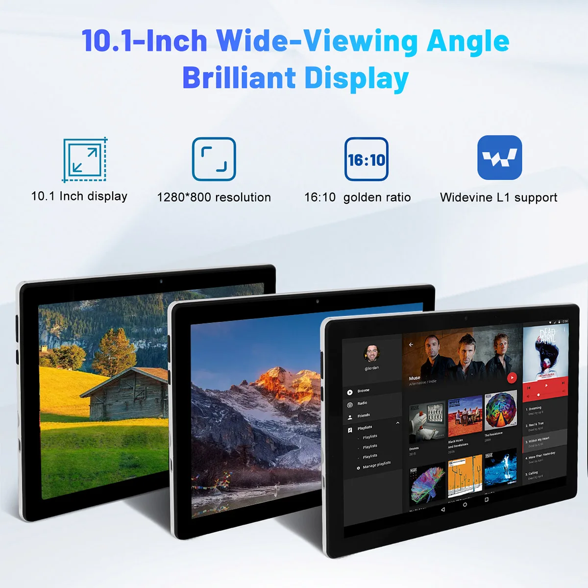 A10 Tablet Android 14 10 Inch Tablets 10GB RAM 64GB ROM 1TB Expand Widevine L1 5000MAH Battery Dual Camera WiFi6 Face Unlock 4
