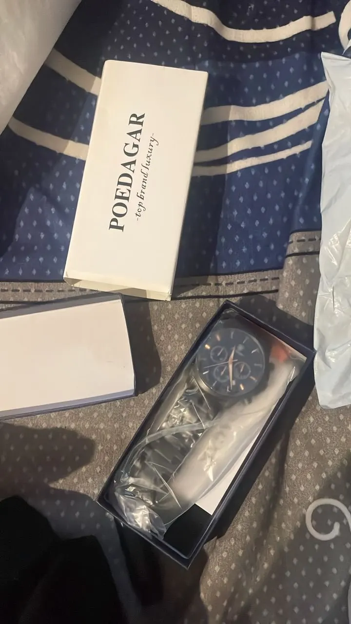Poedagar relógio de quartzo masculino luxo esportes à prova dwaterproof água cronógrafo luminoso data homem relógio de pulso negócios couro relógios masculinos photo review