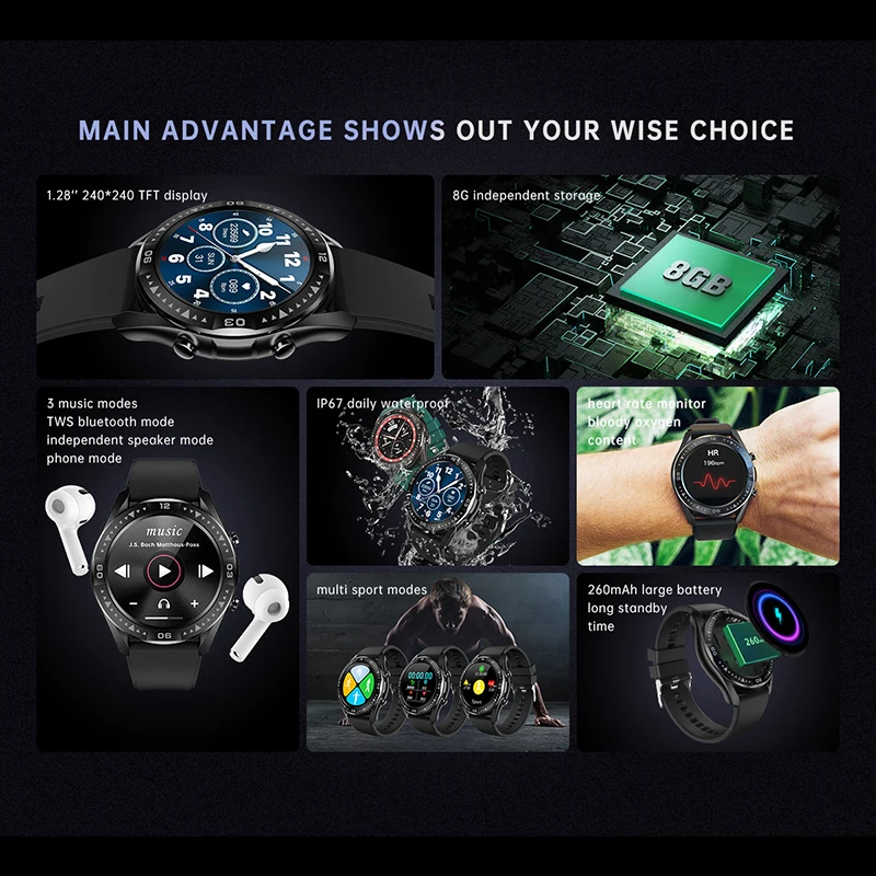 G1 Ʈ ġ   ȭ ǰ ͸ IP67   Smartwatch 1.28 ġ 240*240 Ʈ 