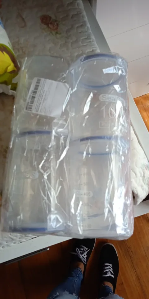 4Pcs Sealed Storage Box Transparent Kitchen Food Grain Organizer Storage Tank Plastic Large capacity Moisture-proof Sealed Jars photo review