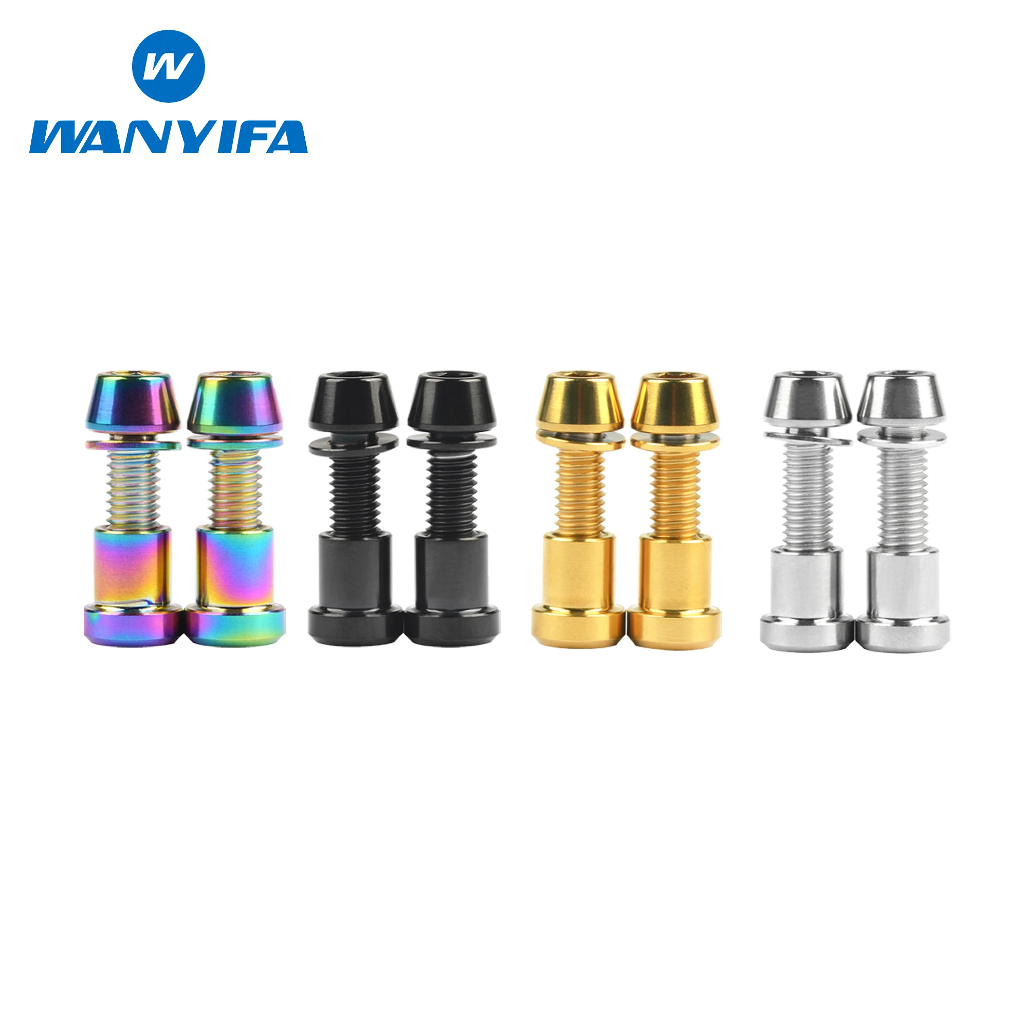 Wanyifa 2 Pezzi Dadi In Titanio + 2 Pezzi M5X16/18/20Mm Con Viti A Testa Conica Rondella Per Mtb Bike 3T Stelo Anteriore Forking Lock