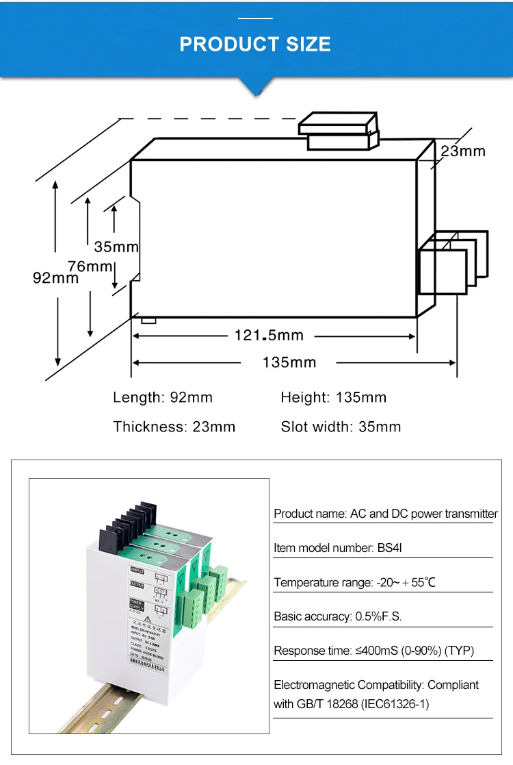AC Current Transmitters 220VAC Power Supply 1000V AC Voltage Transducer Sensor 0