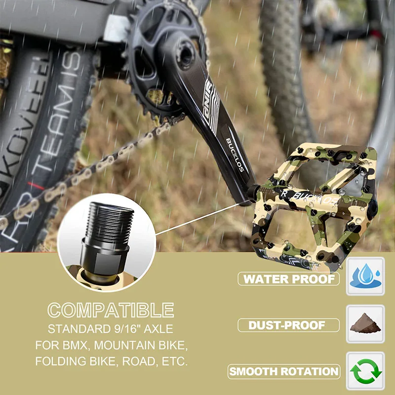 BUCKLOS Bicycle Pedal Ultralight Nylon Bike Flat Pedal Widen Flatform Road Mountain Bike Pedals Non-slip MTB Pedals