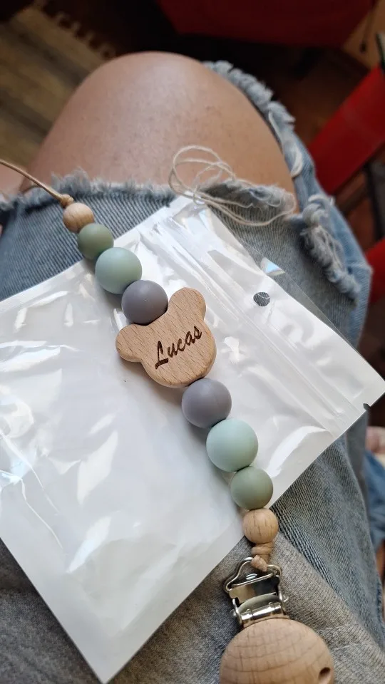 Personalized Wooden Baby Pacifier Chain - Silicone Beads, Dummy Holder, and Teether photo review