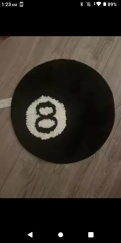 1 Pack Black Billiards 8 Ball Round Flocked Floor Bedroom Anti-Slip Carpet Mat Living Plush Soft Bedroom Rug photo review