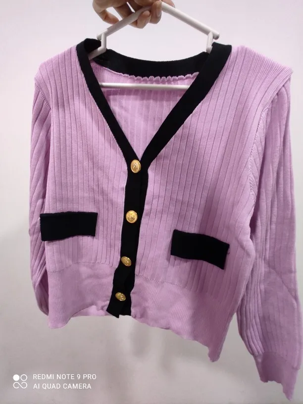 Winter Single Breasted Knitted Sweater V Neck photo review