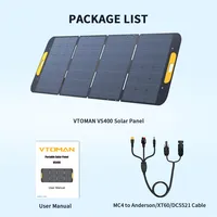 Panneau solaire pliable VTOMAN VS400 400W, cellules monocristallines à haute efficacité 23%, surface ETFE étanche IP67, support réglable, connecteur MC4 pour stations d'alimentation portables 8