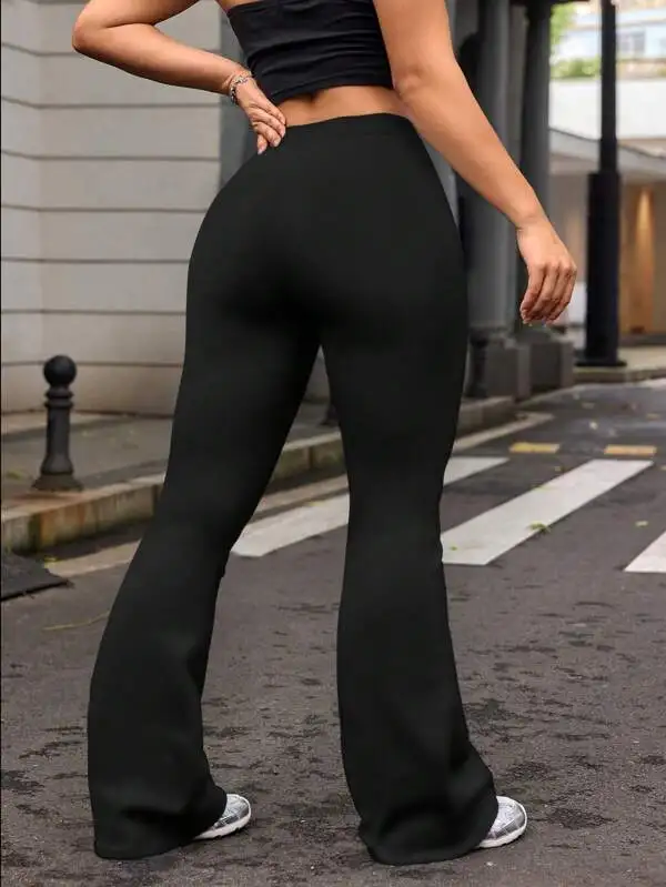 Women's High-Waisted Black Yoga Flared Pants Sexy Leggings Comfortable Stretchy Casual Trousers for Fitness And Exercise 3