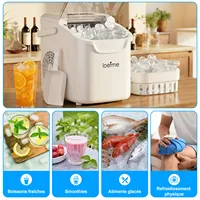 LOEFME Machine à Glaçons Portable 12kg/24h 8 Glaçons en 6-13 Min Auto-Nettoyante LED avec Taille de Glaçons Réglable Réservoir d’Eau 0,8L 2