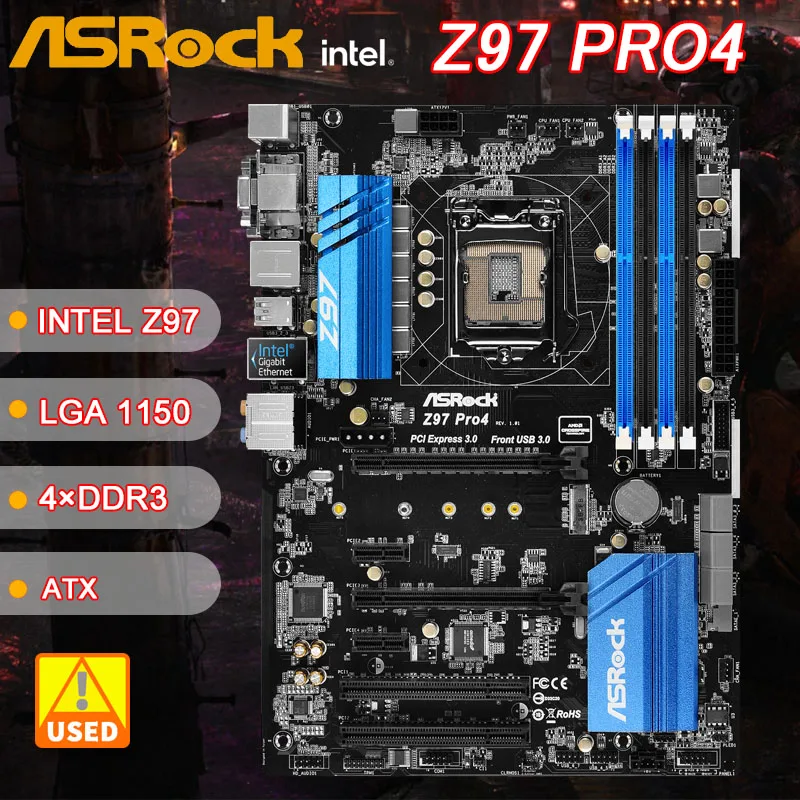 

LGA 1150 Motherboard ASRock Z97 Pro4 Intel Z97 Motherboard DDR3 SATAIII PCI-E 3.0 M.2 USB3.0 ATX For Core i7/i5/i3 cpus