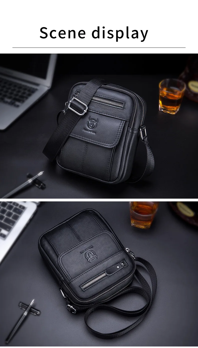 BULLCAPTAIN Herren-Umhängetasche aus Leder, Retro-Umhängetaschen, kleine Umhängetaschen, Geldbörsen, lässige Sling-Packung für Reisehandtasche – Detail 20