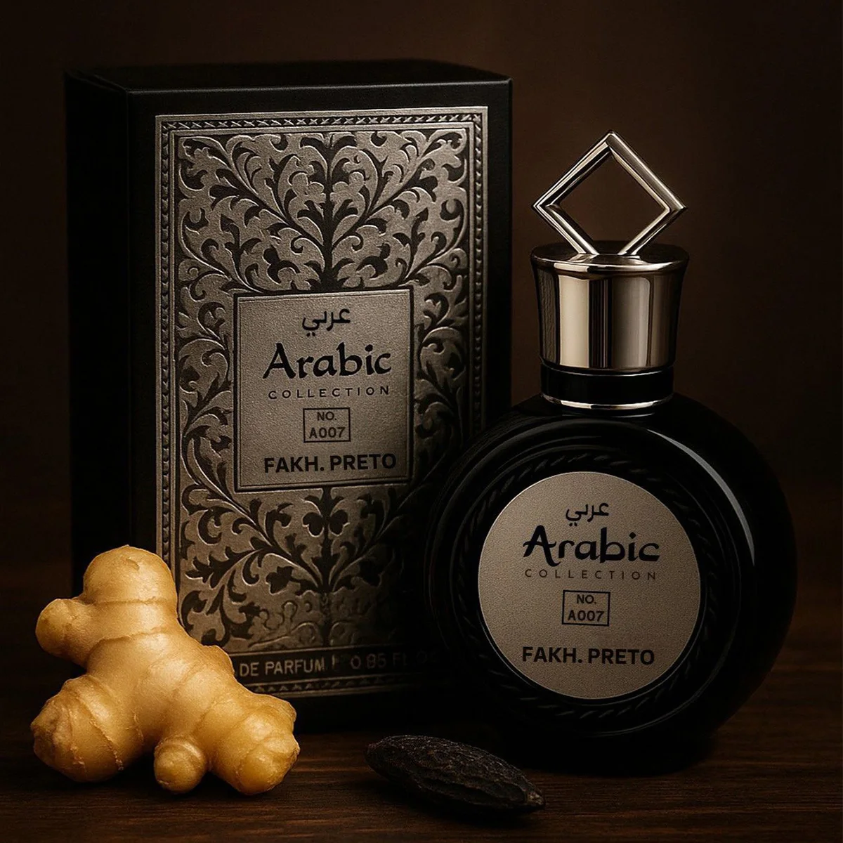 Perfume Árabe Masculino Fakhar Preto A007 – 25ml – Aromático Amadeirado 2