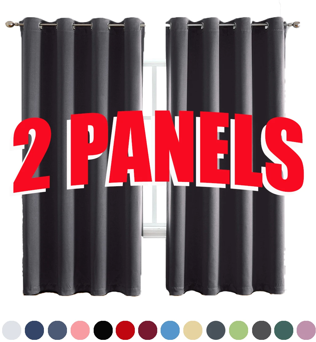 2 Panels Blackout Curtains  for Living Room Thermal Insulation Bedroom Curtains All Size Color customize