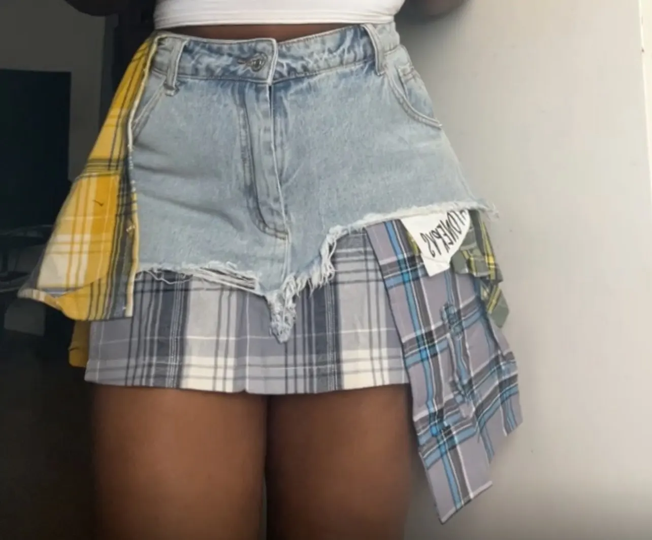 Asymmetrical Y2K Denim Skirt, customer photo