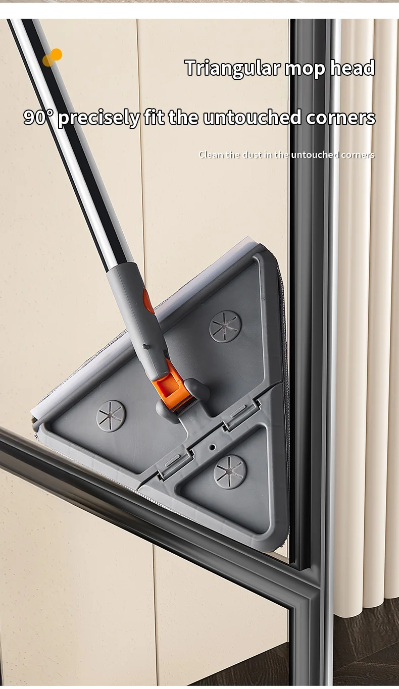 Triangle Microfiber Wall Cleaning Mop With Long Handle Adjustable Dry And Wet Dust Mop For Floor Ceiling Window Wall Cleaning_voghion.com