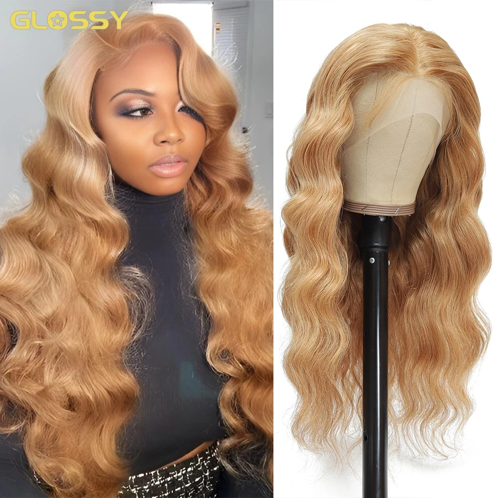 30 Cal miodowo-Blond Body Wave 13x6 Hd przezroczysta koronkowa peruka czołowa bezklejowa brazylijska Blond koronka z przodu peruki z ludzkimi włosami na wyprzedaży