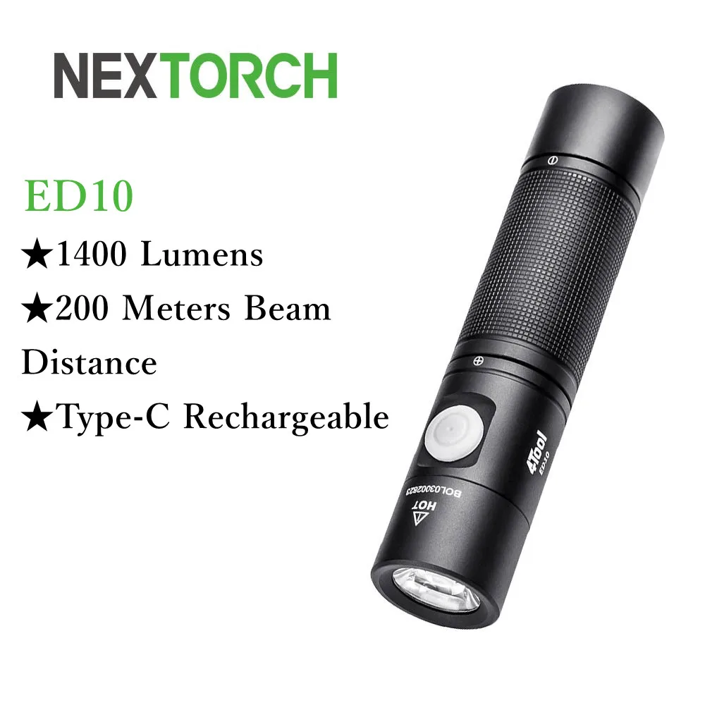 NEXTORCH 1400 Lumens Ultrabright Type C Rechargeable Flashlight 18650 Battery LED Torch EDC