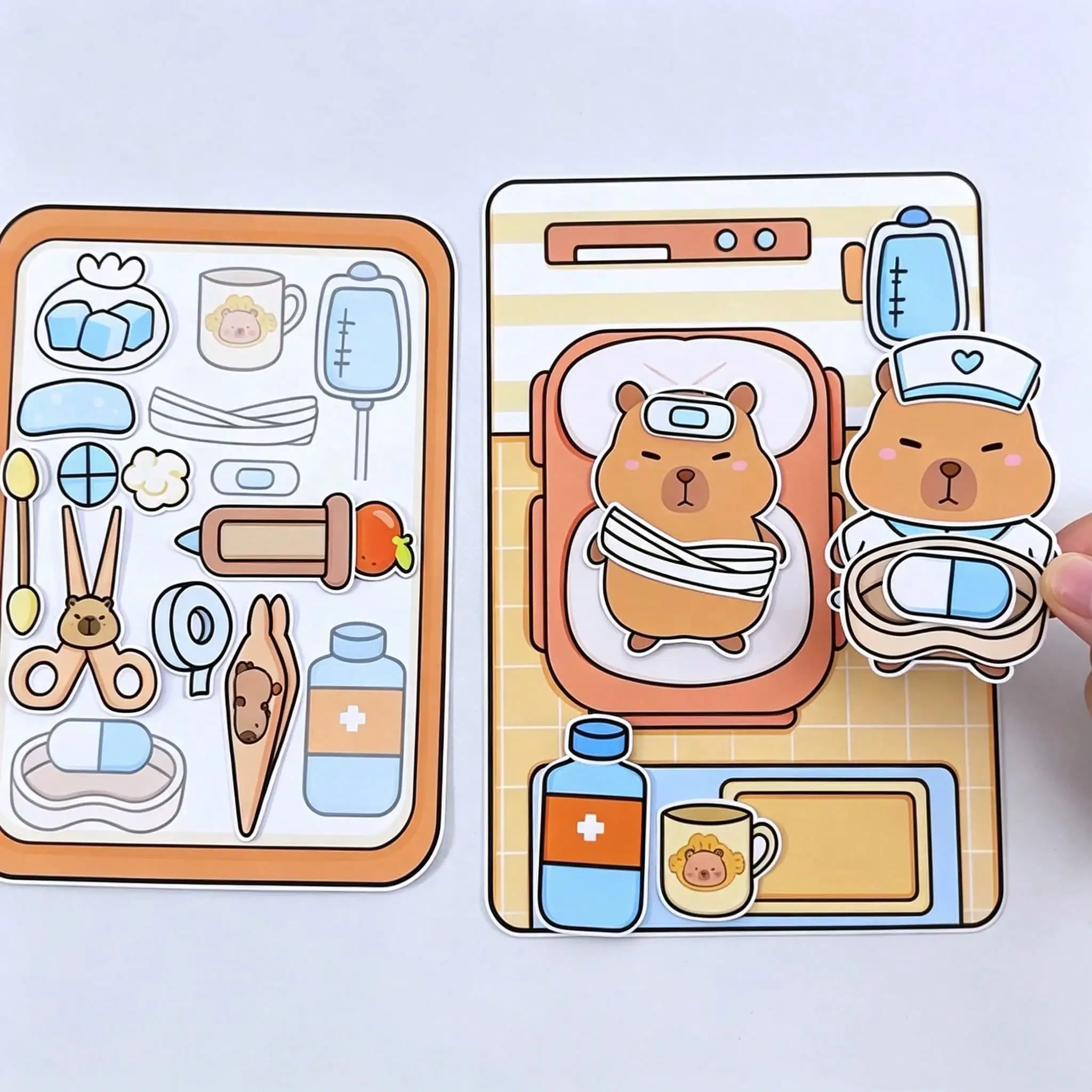 Capybara Doctor Interactive Quiet Book DIY Kit - Handmade Educational Toy for Focus and Creative Play