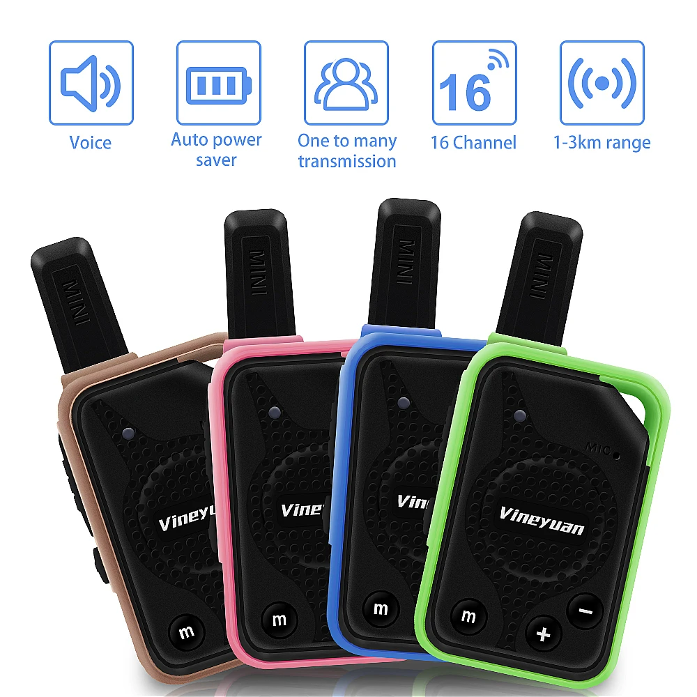 Nova Vineyuan Super Mini Walkie Talkie Crianças Presentes Brinquedos Rádio em Dois Sentidos 16 Canais cb Comunicador Scanner com Fone de Ouvido Peças - Image 2