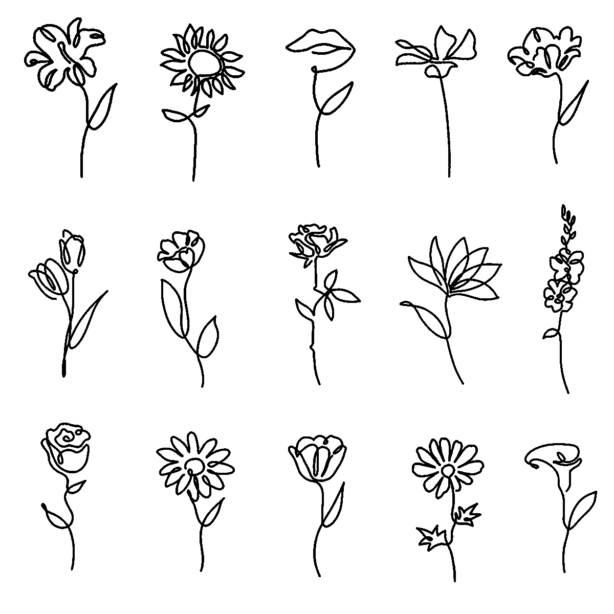심플한 꽃 임시 문신, 15 일 지속, 신기술 매직 방수 반영구 스티커 