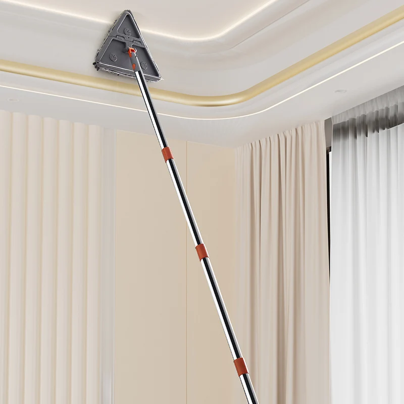 Triangle Microfiber Wall Cleaning Mop With Long Handle Adjustable Dry And Wet Dust Mop For Floor Ceiling Window Wall Cleaning_voghion.com
