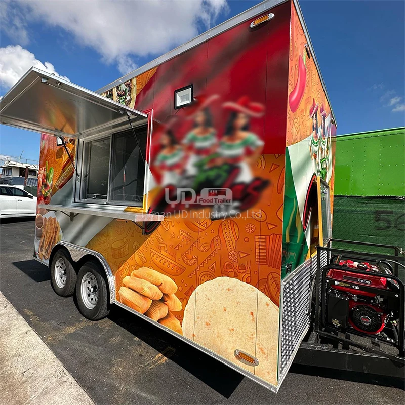 New Design Catering Trailer Mobile Coffee Cart Vending Concession Food Trailer Street Fast Food Truck Trailer for Sale