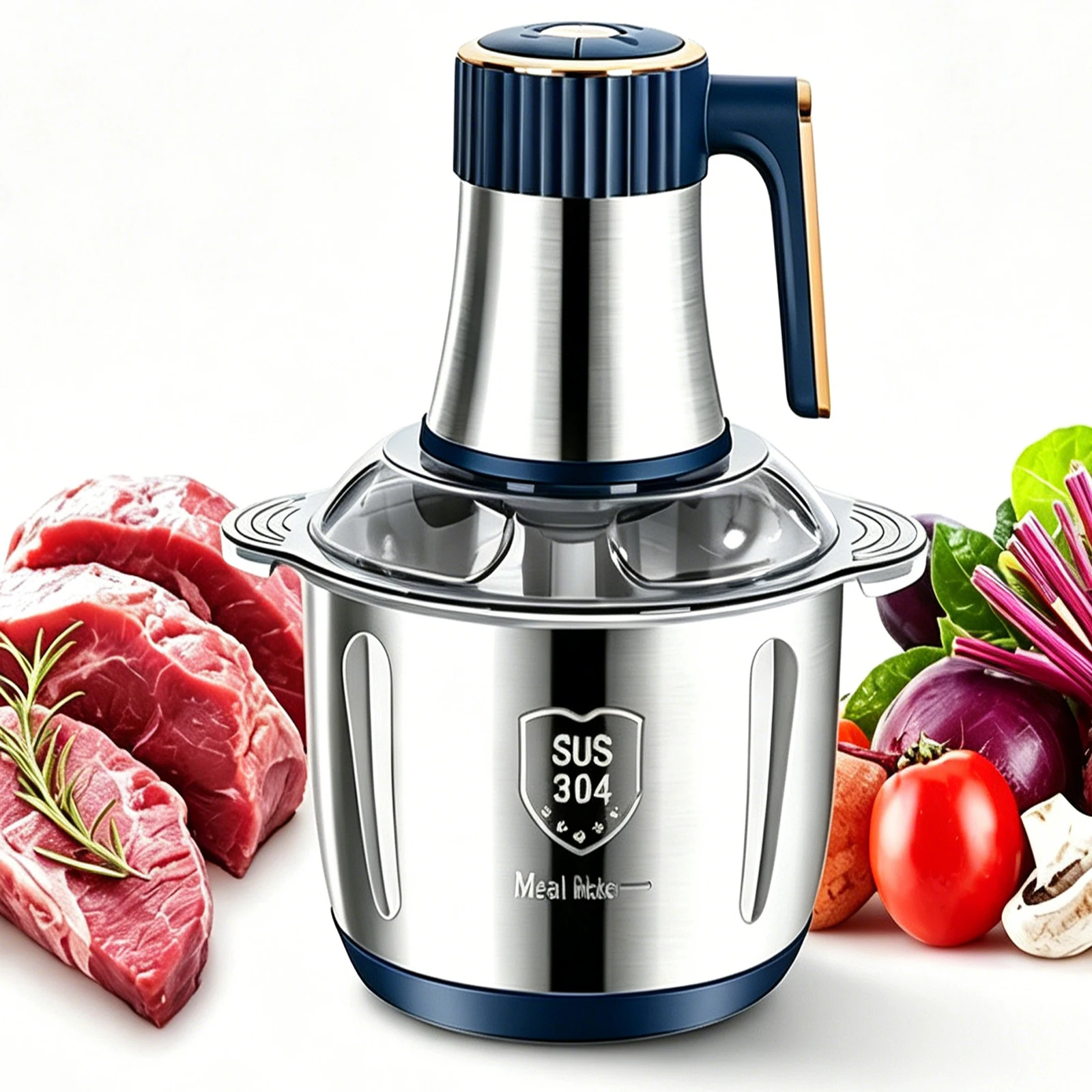 Hachoir à viande de cuisine 5L 6S en acier inoxydable, robot culinaire multifonctionnel, mixeur, trancheuse à légumes, hachoir, appareils électroménagers 1 Hachoir à viande de cuisine 5L 6S en acier inoxydable, robot culinaire multifonctionnel, mixeur, trancheuse à légumes, hachoir, appareils électroménagers 1