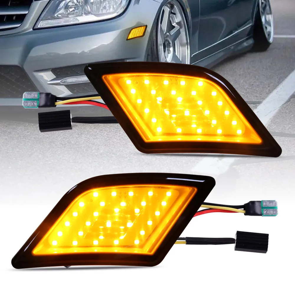 CarAccessoriesMercedesBenzW204SideMarkerLightsSmokedAmber