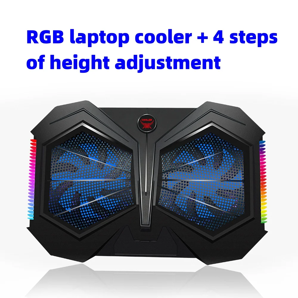 

New High Quality RGB Laptop Cooler 4 Levels High Height Fan Silent Computer Cooling Bottom Adjustable Speed Laptop Stand Device