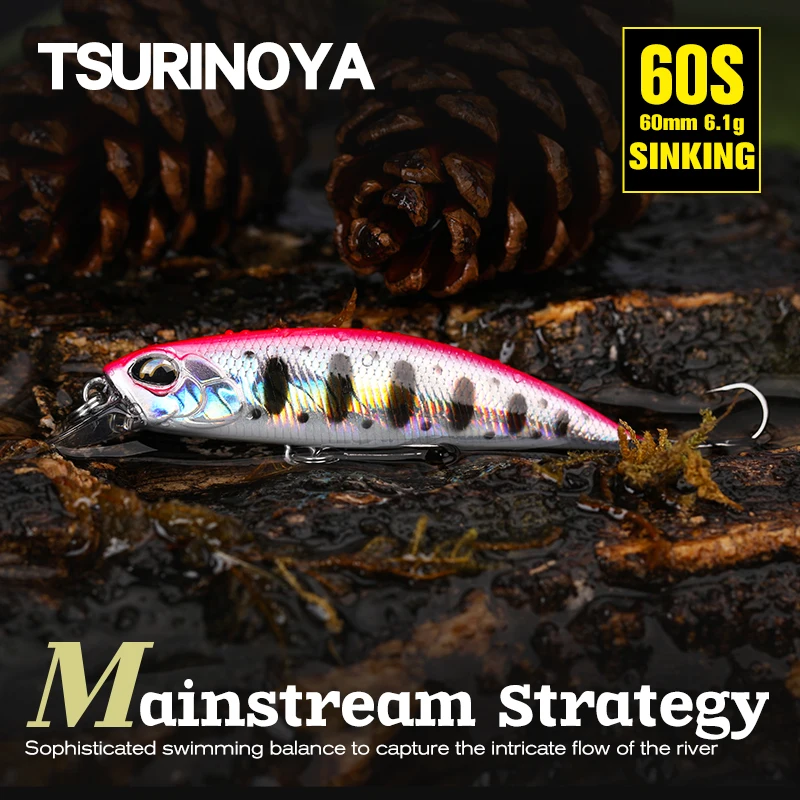 

TSURINOYA 60S Sinking Minnow Fishing Lures 60mm 6.1g Jerkbait Bass Pike Carkbait Wobblers Swimbait Professional Hard Bait