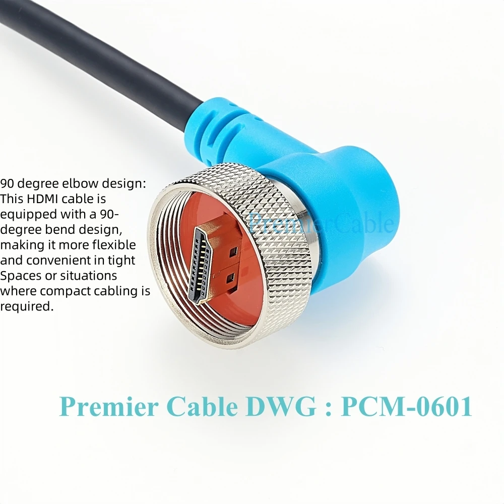 90-Grad IP67 Robustes HDMI 1.4 Stecker-zu-Stecker Kabel 4K@30Hz Flächenbündige Montage Audio-Video-Kabel für Monitor, Projektor, Laptop – Detail 3