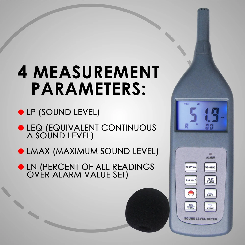 Professional Sound Level Meter 30~130dB USB Drive Software & Bluetooth for Workshop Vehicles Traffic Office School Hospital 4